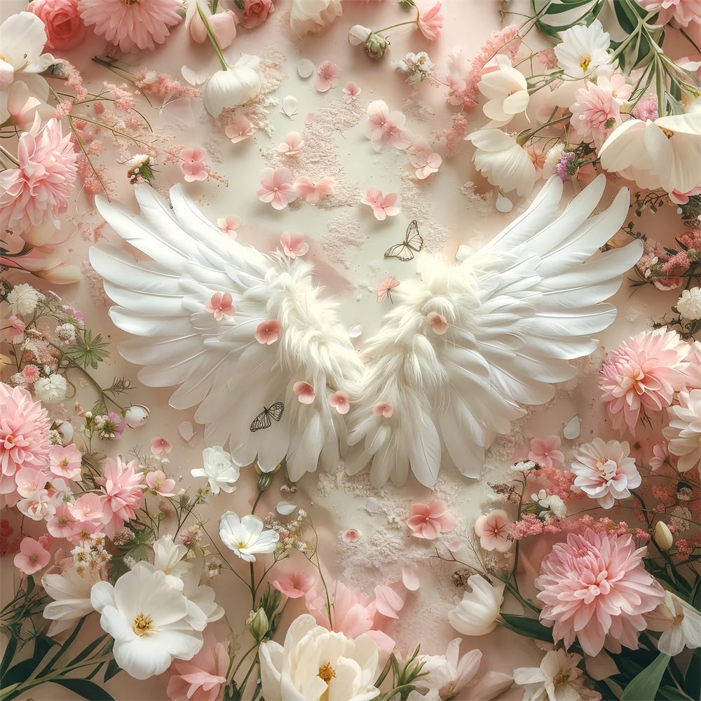 Spring Photo Backdrop Angelic Wings Soft Petals Backdrop LXX2-51