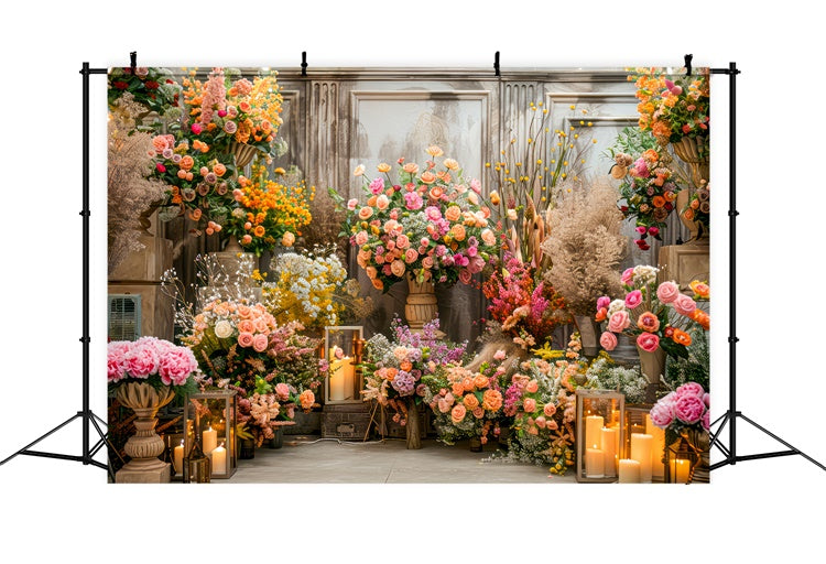 Backdrop Spring Vintage Floral Romantic Candlelit Backdrop LXX2-56