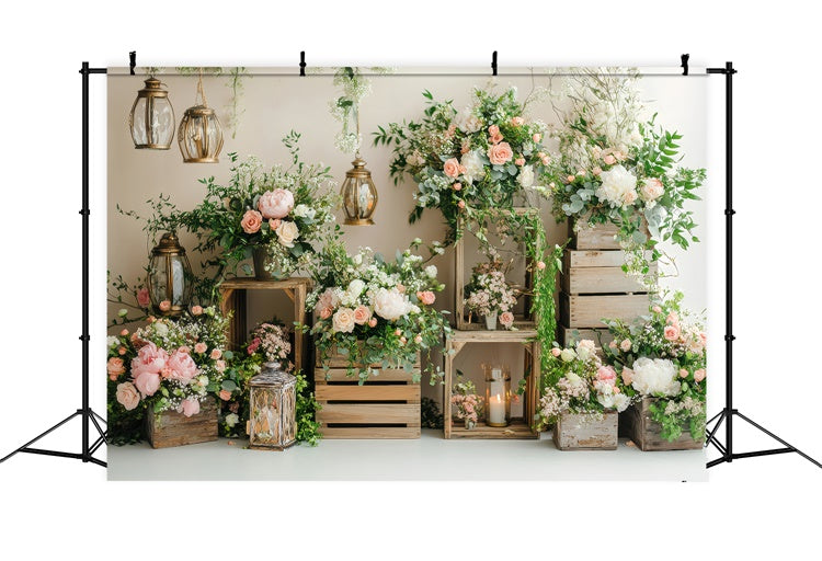 Spring Floral Backdrop Enchanted Boho Floral Lantern Backdrop LXX2-58