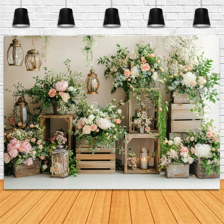 Spring Floral Backdrop Enchanted Boho Floral Lantern Backdrop LXX2-58