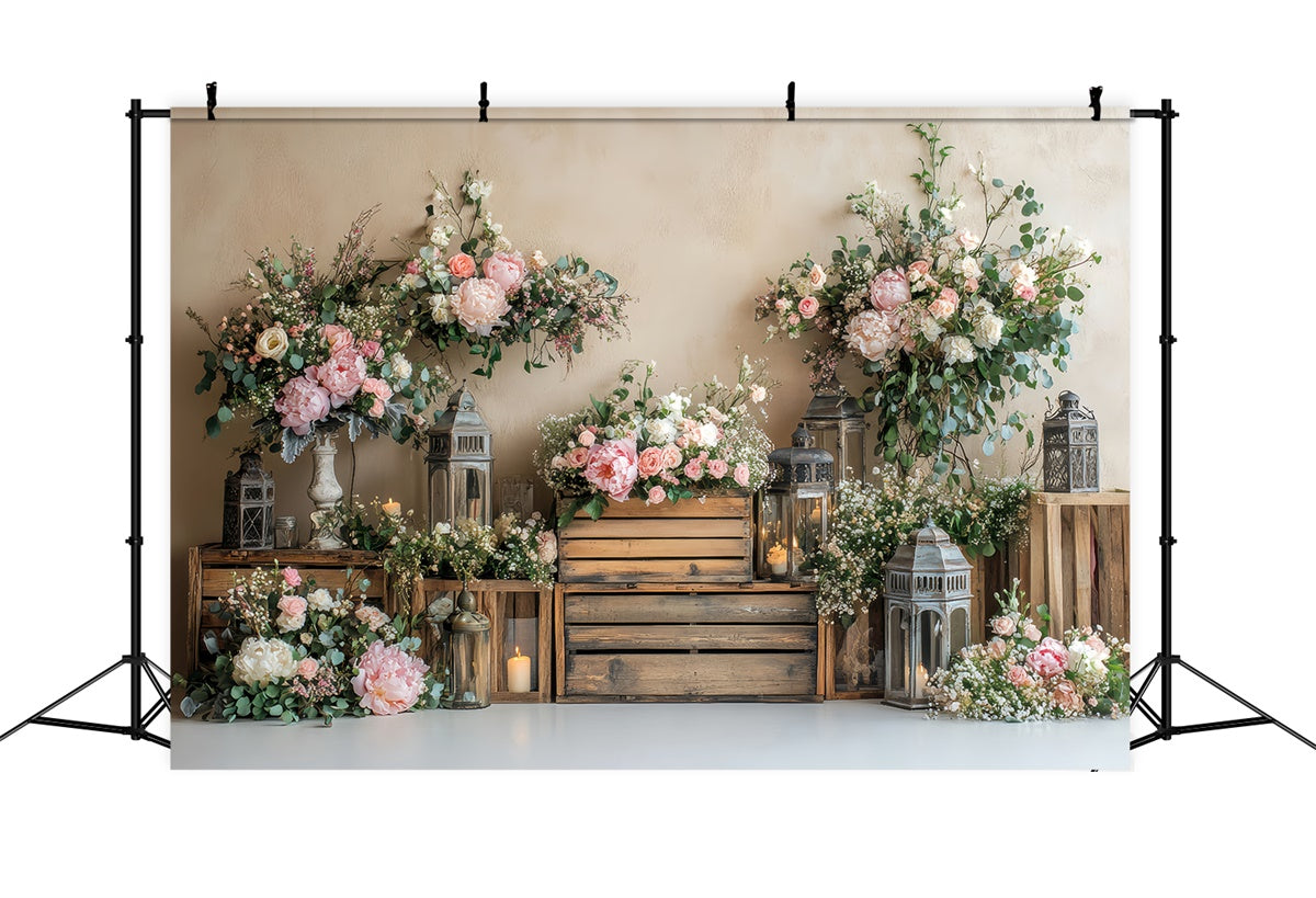 Spring Backdrop Ideas Rustic Charm Wooden Floral Backdrop LXX2-59