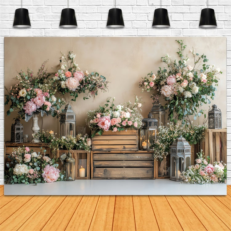 Spring Backdrop Ideas Rustic Charm Wooden Floral Backdrop LXX2-59