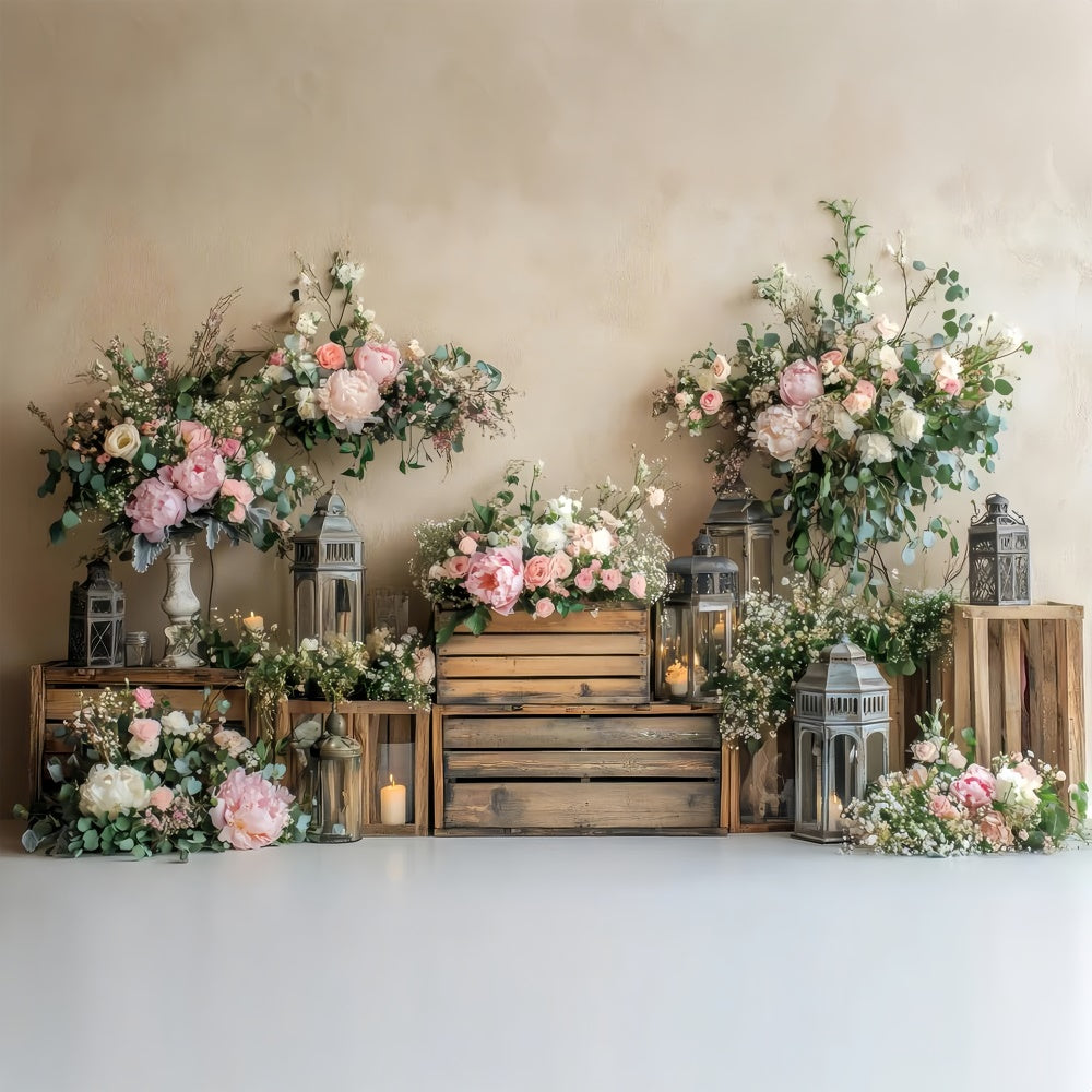 Spring Backdrop Ideas Rustic Charm Wooden Floral Backdrop LXX2-59