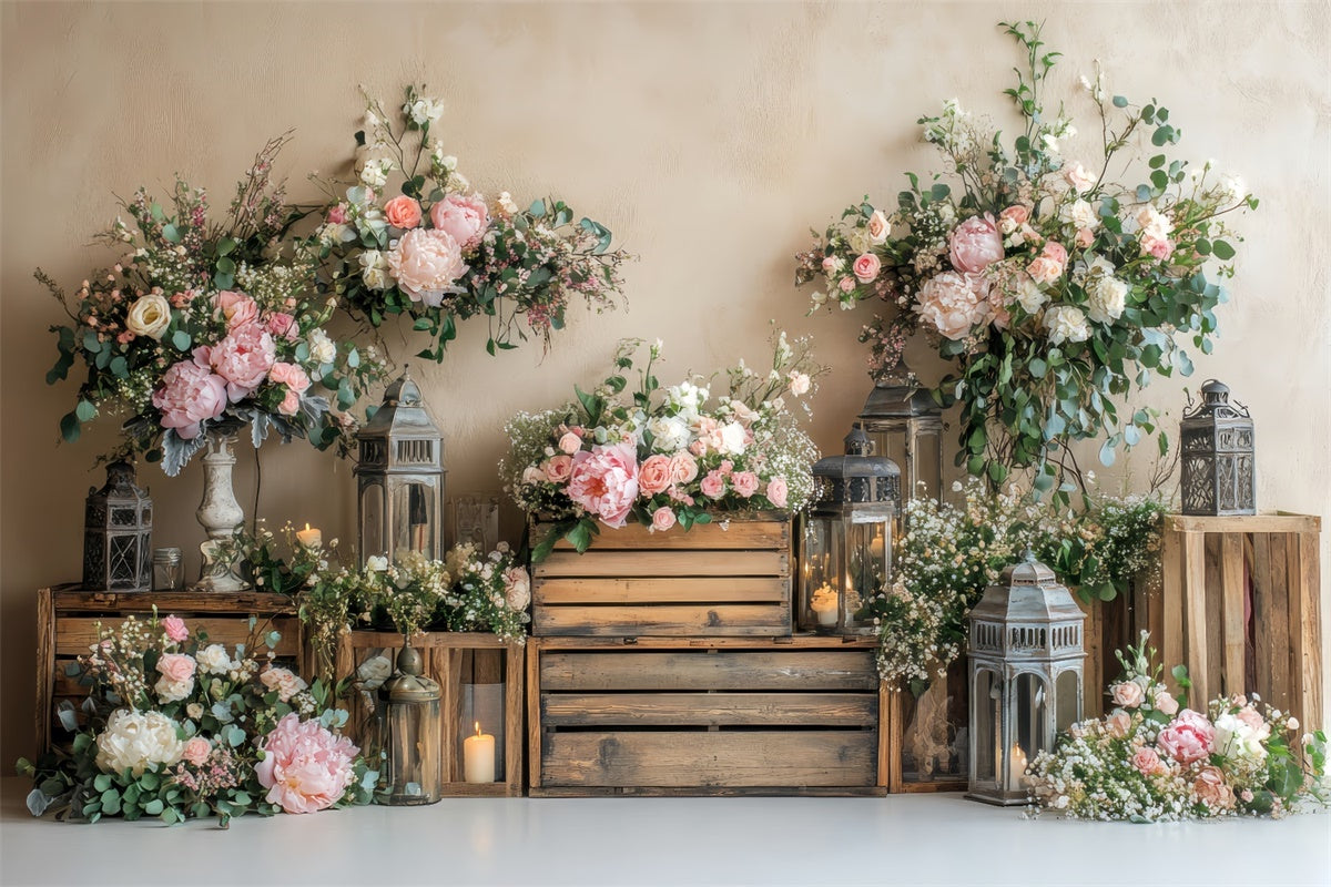 Spring Backdrop Ideas Rustic Charm Wooden Floral Backdrop LXX2-59