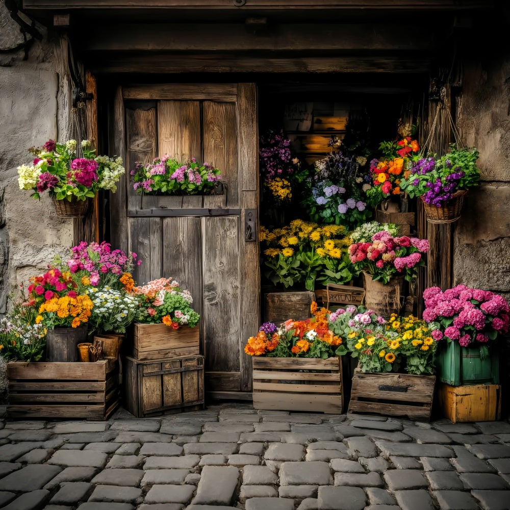 Spring Backdrops Rustic Flower Market Wooden Door Backdrop LXX2-63