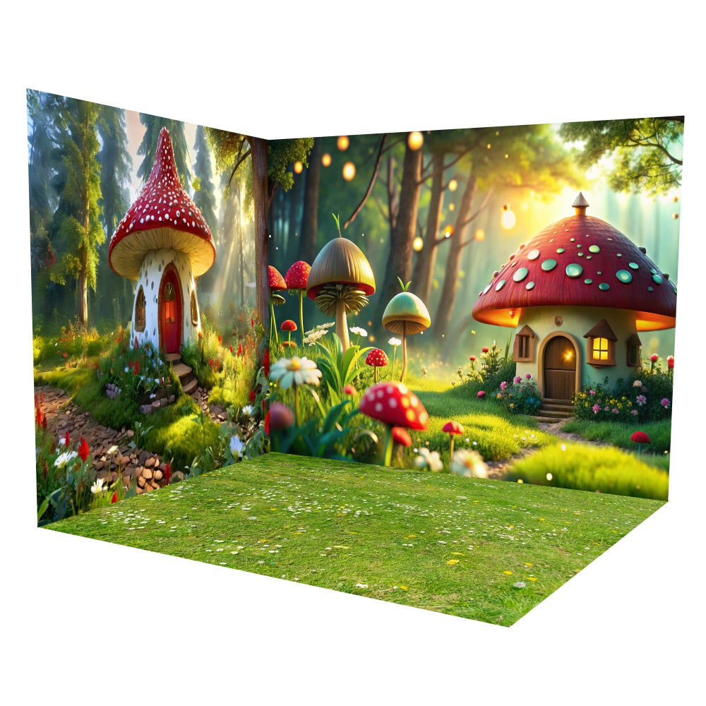 Spring Mushroom Cottage Fantasy Backdrop Room Set LXX3-11