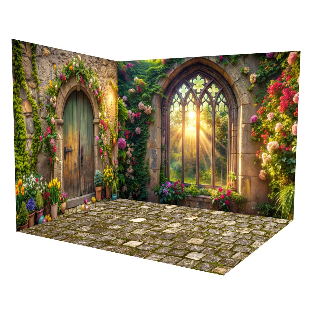 Spring Stone Archway Sunset Glow Backdrop Room Set LXX3-14