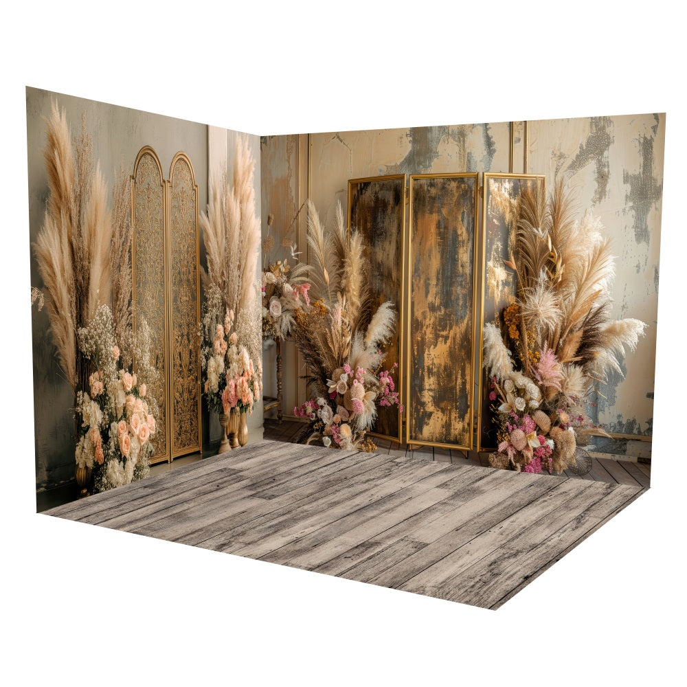 Boho Pampas Floral Setting Backdrop Room Set LXX3-28