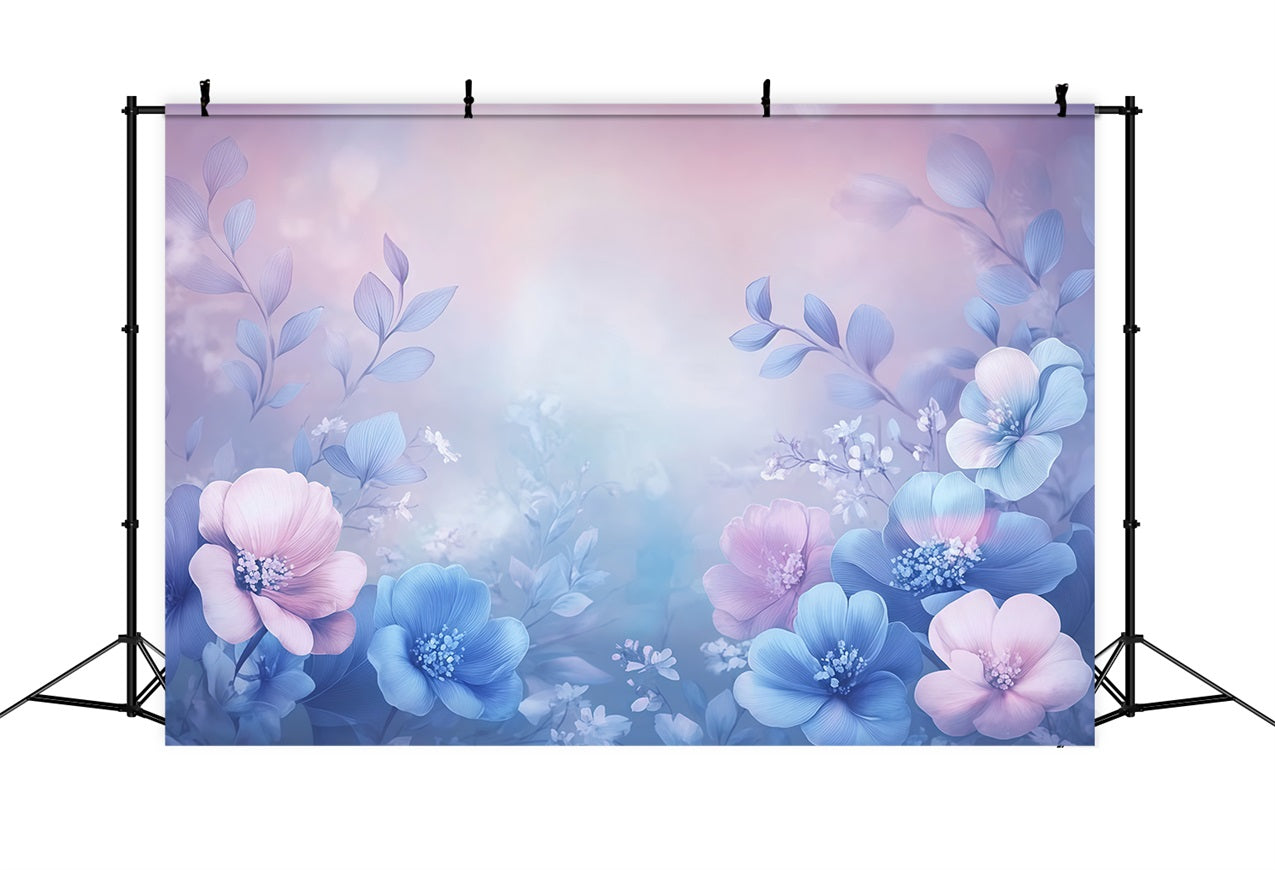 Mother's Day Backdrop Blue Pink Floral Glow Backdrop LXX3-33