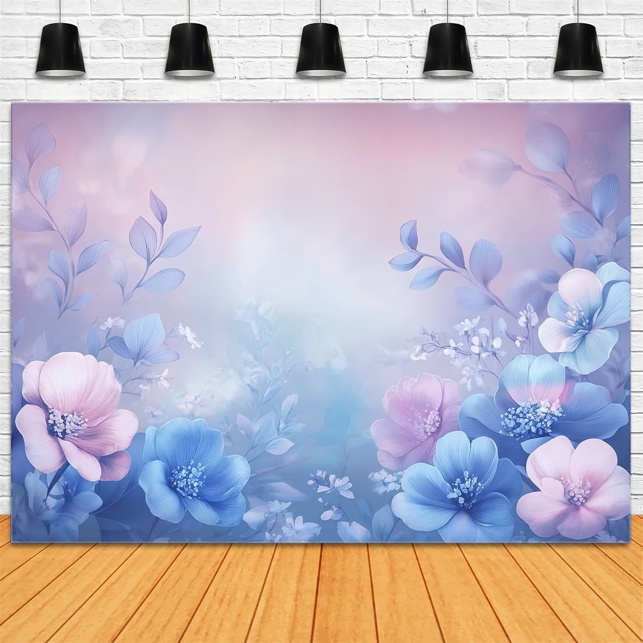 Mother's Day Backdrop Blue Pink Floral Glow Backdrop LXX3-33