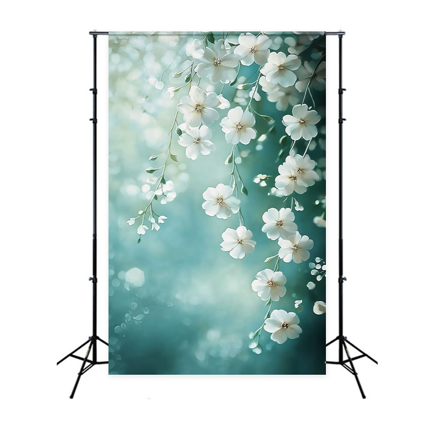 Mothers Day Photo Backdrop White Blossoms Hanging Floral Backdrop LXX3-37