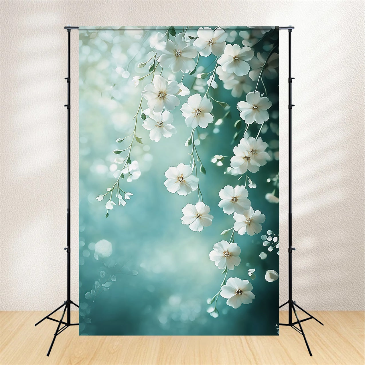 Mothers Day Photo Backdrop White Blossoms Hanging Floral Backdrop LXX3-37