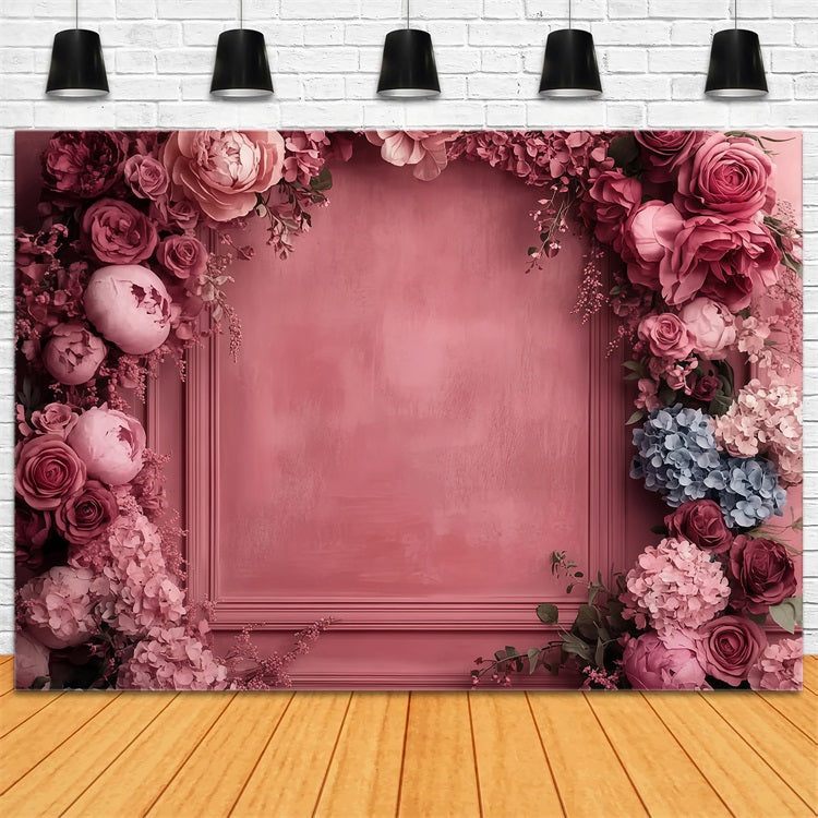 Mothers Day Photography Backdrops Red Floral Frame Backdrop LXX3-40