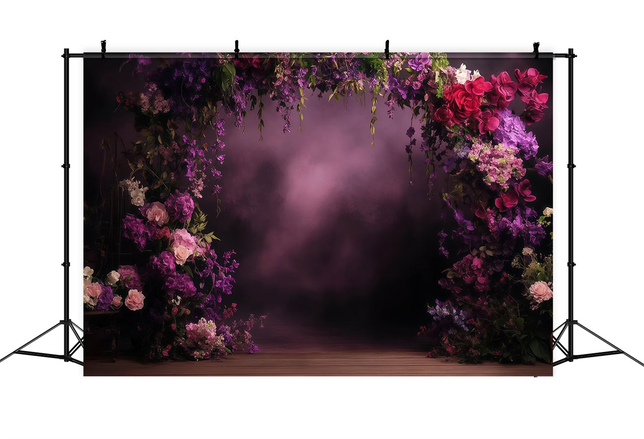 Mother's Day Photo Backdrops Violet Floral Arch Backdrop LXX3-41