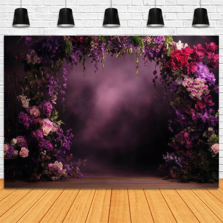 Mother's Day Photo Backdrops Violet Floral Arch Backdrop LXX3-41