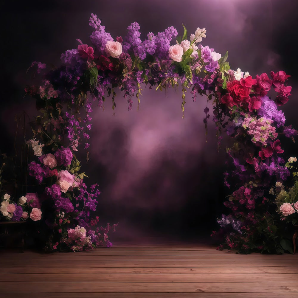 Mother's Day Photo Backdrops Violet Floral Arch Backdrop LXX3-41