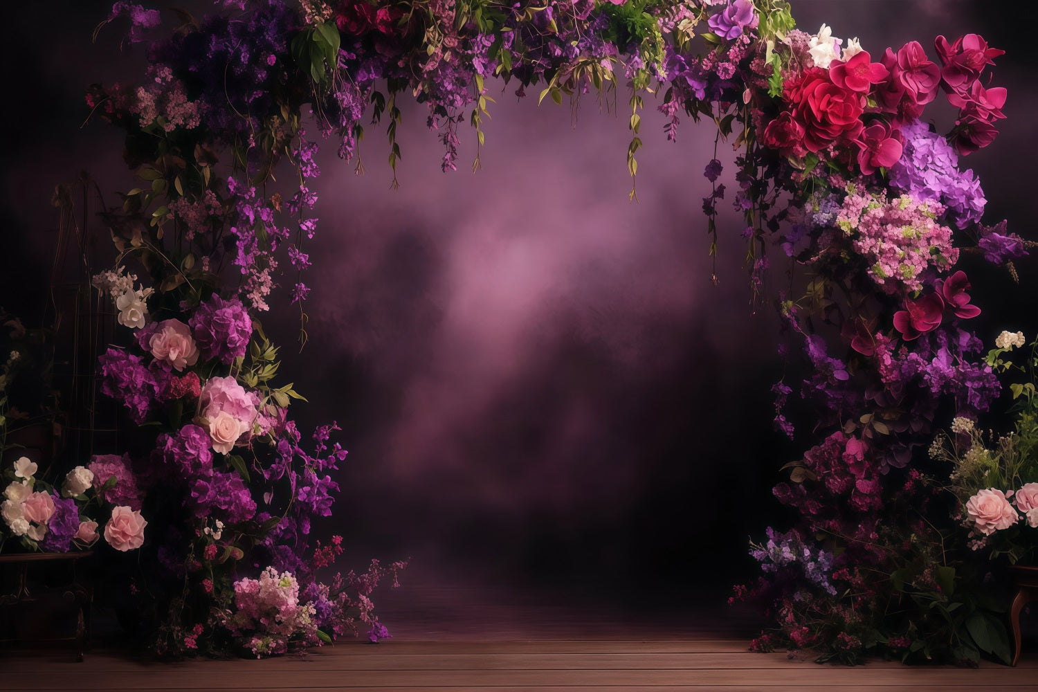 Mother's Day Photo Backdrops Violet Floral Arch Backdrop LXX3-41