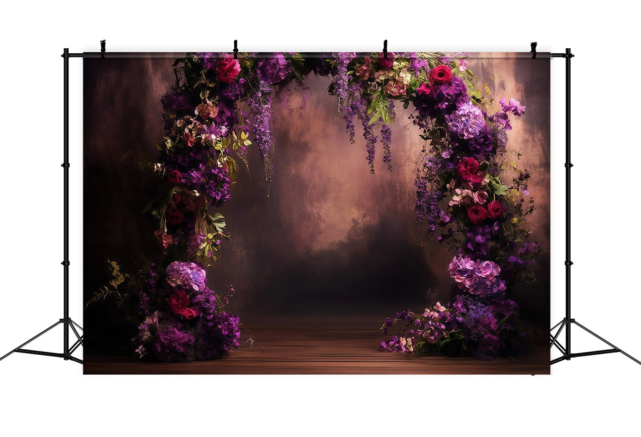 Mother's Day Backdrop Ideas Deep Purple Floral Archway Backdrop LXX3-42