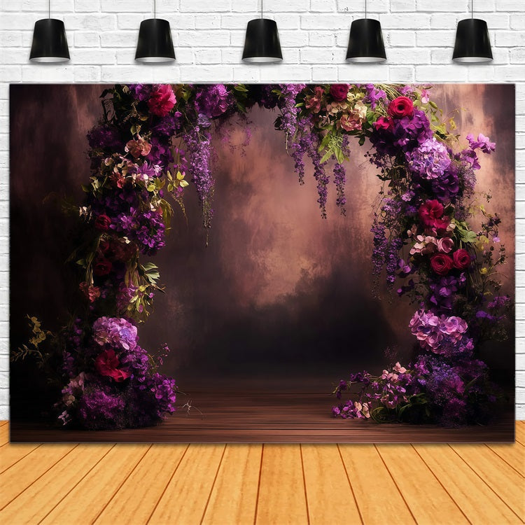 Mother's Day Backdrop Ideas Deep Purple Floral Archway Backdrop LXX3-42