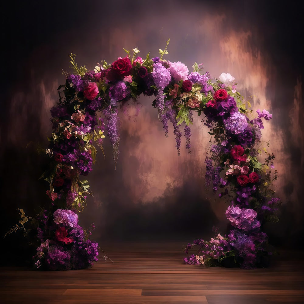 Mother's Day Backdrop Ideas Deep Purple Floral Archway Backdrop LXX3-42