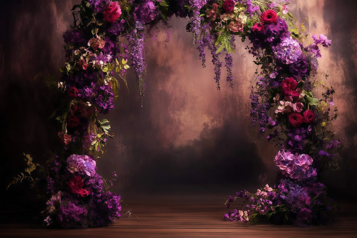 Mother's Day Backdrop Ideas Deep Purple Floral Archway Backdrop LXX3-42