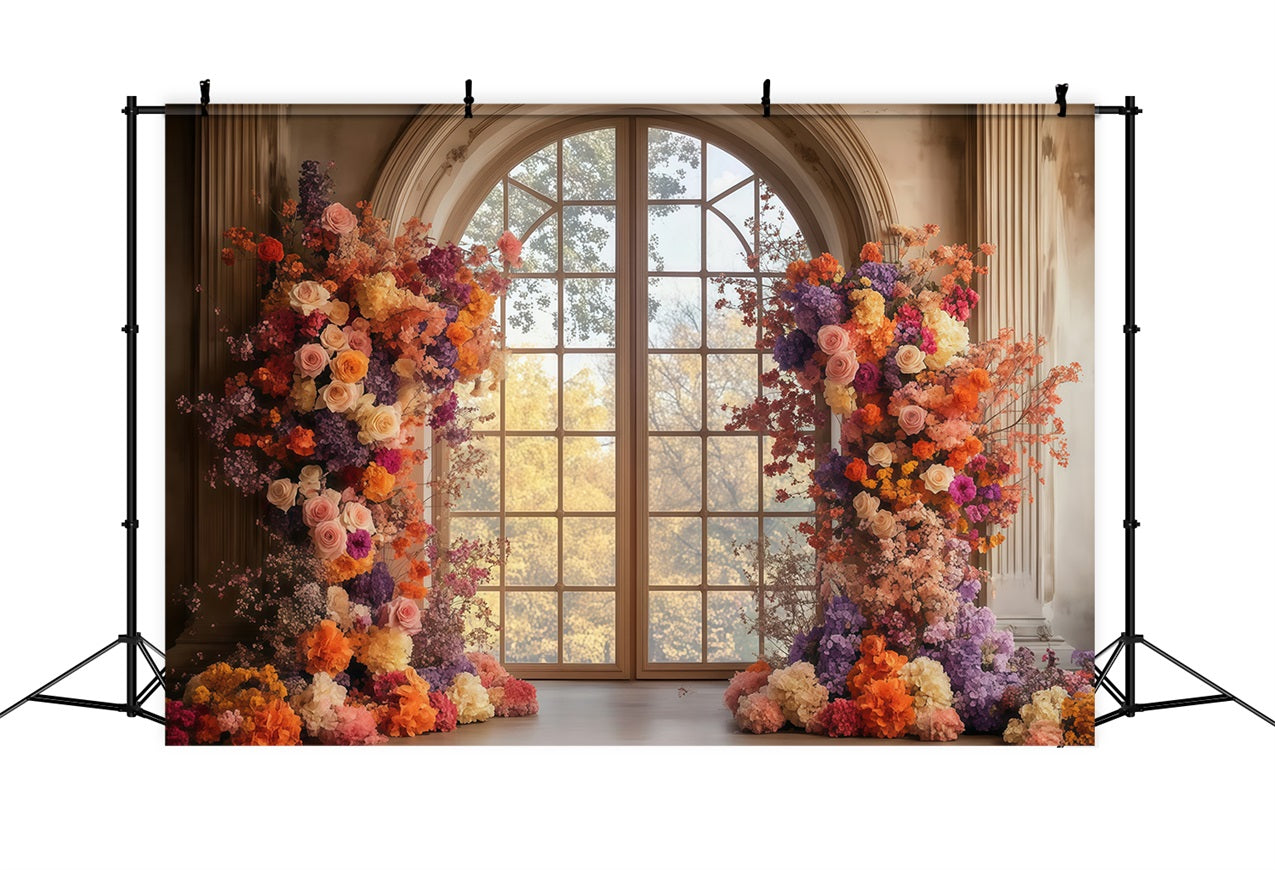 Backdrop Mothers Day Golden Hour Floral Window Backdrop LXX3-46