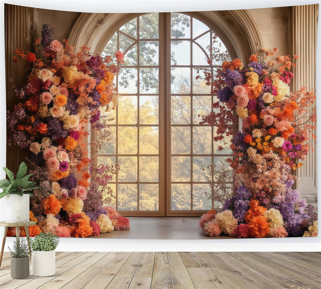 Backdrop Mothers Day Golden Hour Floral Window Backdrop LXX3-46