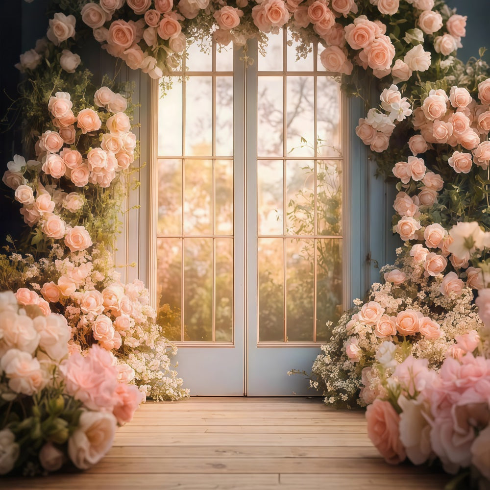 Backdrops For Mother's Day French Window Roses Backdrop LXX3-48