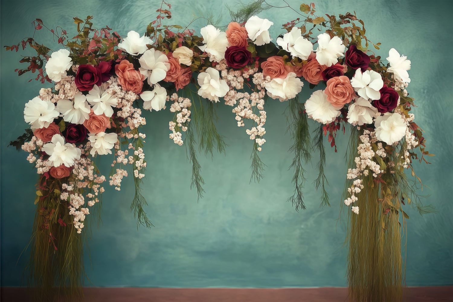 Mothers Day Photo Backdrop Ideas Floral Arch Teal Backdrop LXX3-49