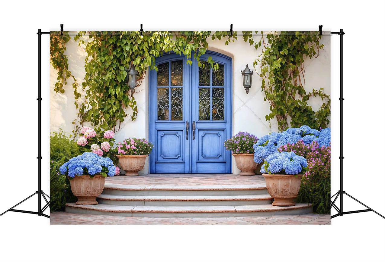 Backdrops For Mothers Day Blue Door Hydrangea Backdrop LXX3-51