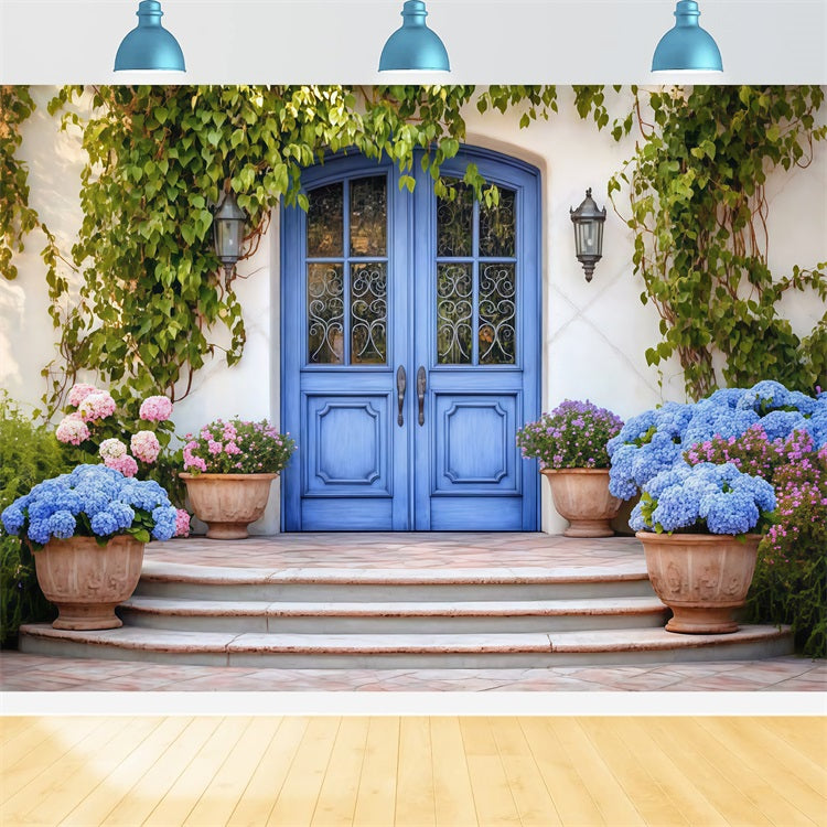 Backdrops For Mothers Day Blue Door Hydrangea Backdrop LXX3-51