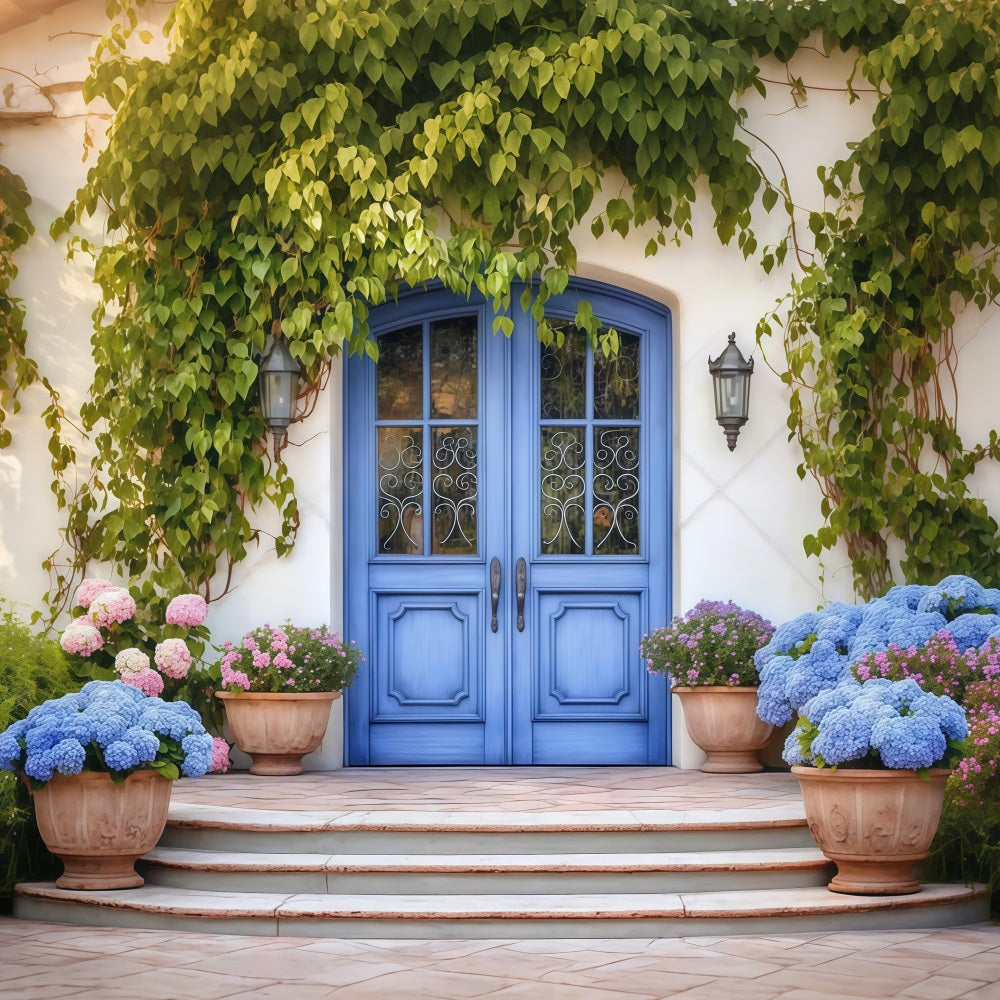 Backdrops For Mothers Day Blue Door Hydrangea Backdrop LXX3-51