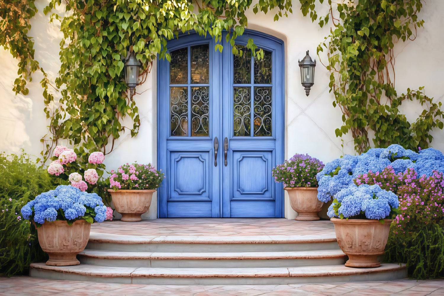 Backdrops For Mothers Day Blue Door Hydrangea Backdrop LXX3-51