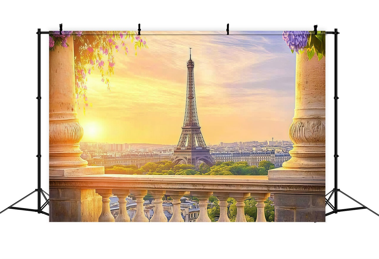 Mothers Day Picture Backdrop Sunset Eiffel Tower Backdrop LXX3-52