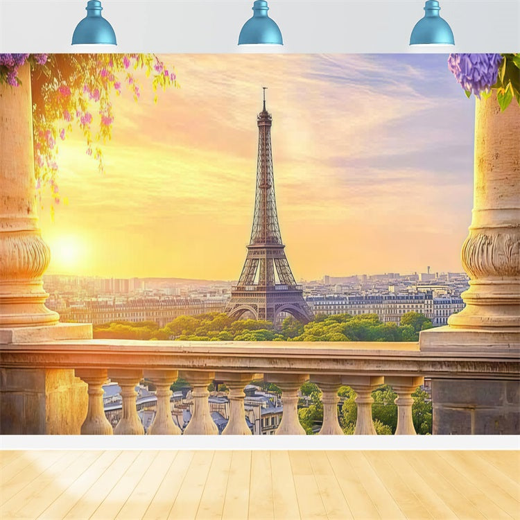 Mothers Day Picture Backdrop Sunset Eiffel Tower Backdrop LXX3-52