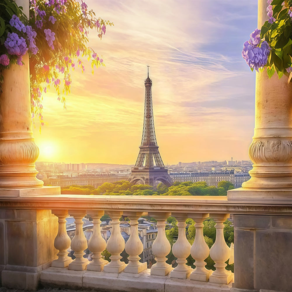 Mothers Day Picture Backdrop Sunset Eiffel Tower Backdrop LXX3-52