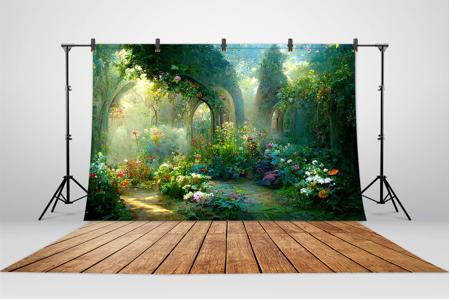 Fairytale Garden Flower Arches Photography Backdrop M-25