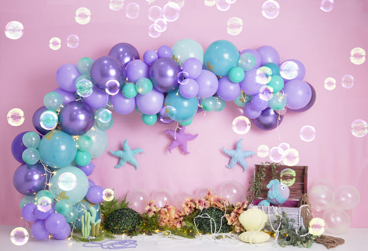 Colorful Balloons Starfish Birthday Decor Backdrop M-84 – Dbackdrop