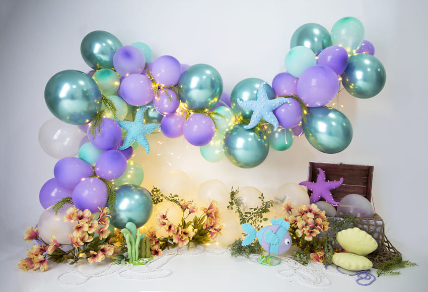 Balloons Starfish Undersea Plants Decor Backdrop