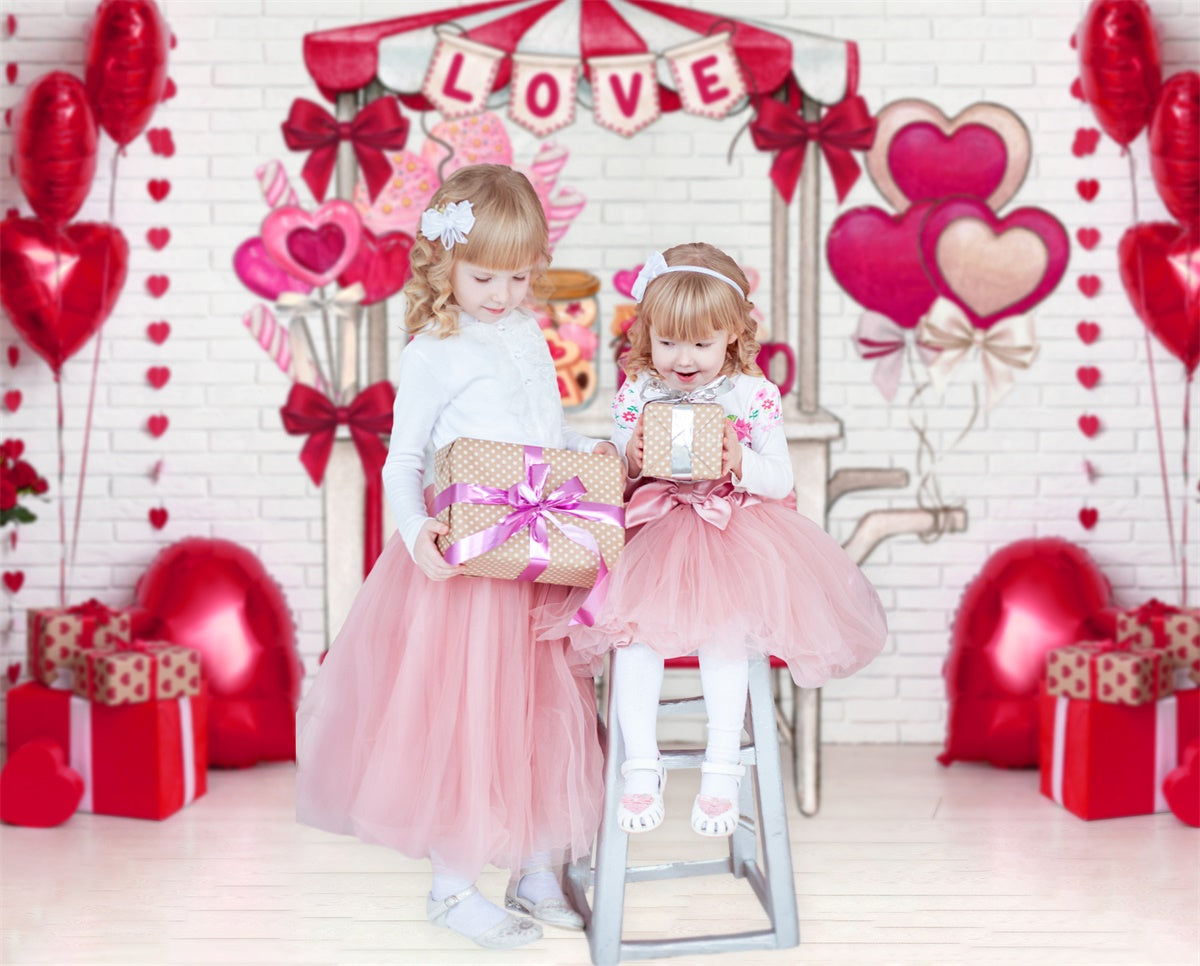 Valentine's Day Candy Stand Love Backdrop M1-01