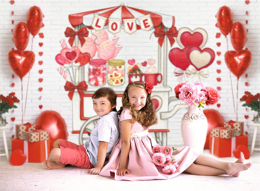 Valentine's Day Candy Stand Love Backdrop M1-01