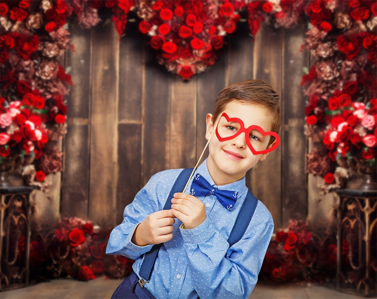 Valentine's Day Red Rose Love Wall Backdrop M1-03