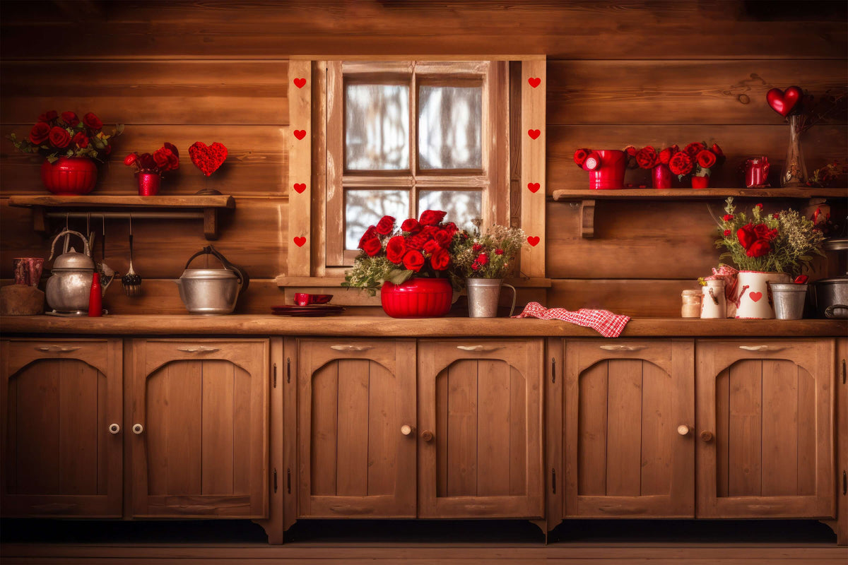 Valentine's Day Flower Kitchen Backdrop M1-04