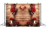 Valentine's Day Red Rose Wooden Panel Decorative Backdrop M1-05