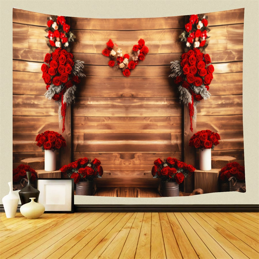 Valentine's Day Red Rose Wooden Panel Decorative Backdrop M1-05