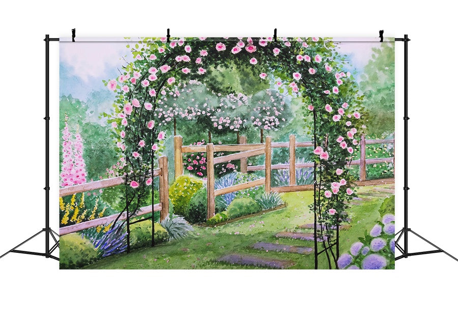 Spring Oil Painting Fantasy Garden Backdrop M1-18