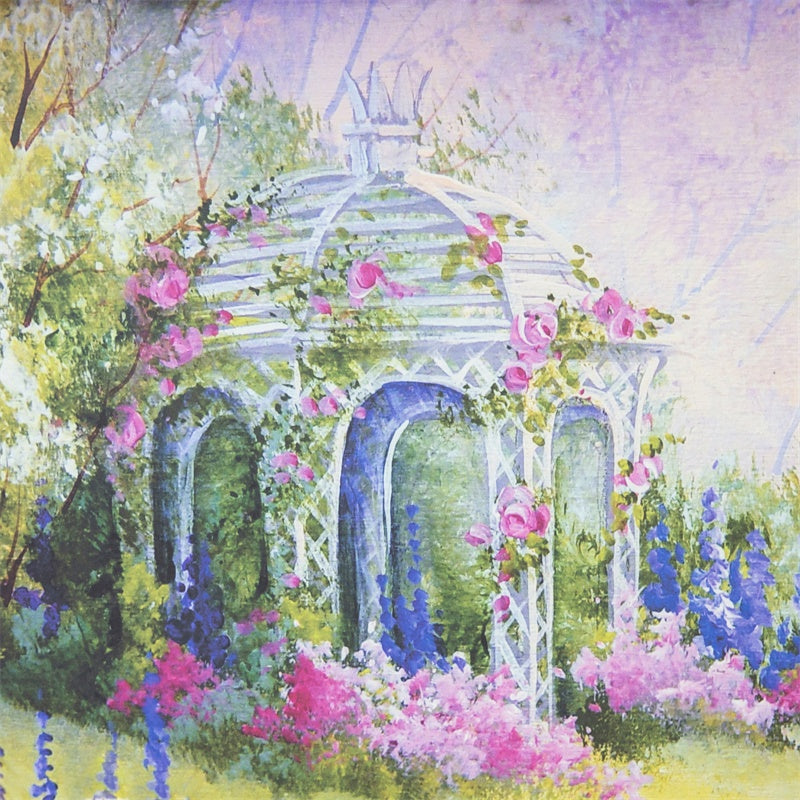 Spring Oil Painting Fantasy Wrap Around Flowery Pavilion Backdrop M1-19