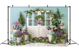 Spring Flower Wreath Wooden Door Fresh Backdrop M1-21