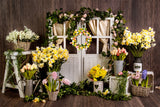 Spring Flower Wreath Wooden Door Vintage Backdrop M1-22