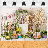 Easter Elegant Floral Wreath Wooden Door Backdrop M1-23